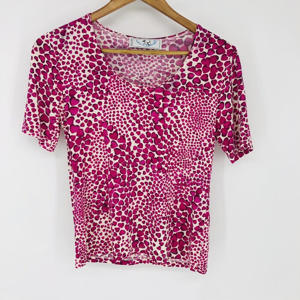 New Daniel Novelty Heart Print Tee Shirt Size XL Viscose Made in Italy